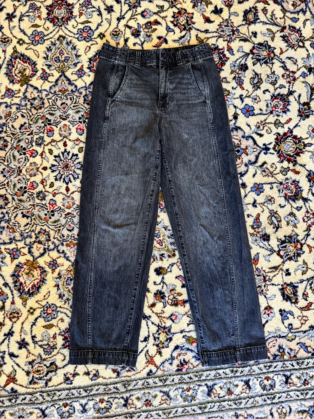 Madewell Tapered Denim Trousers Black Wash- Size 28 High Rise
